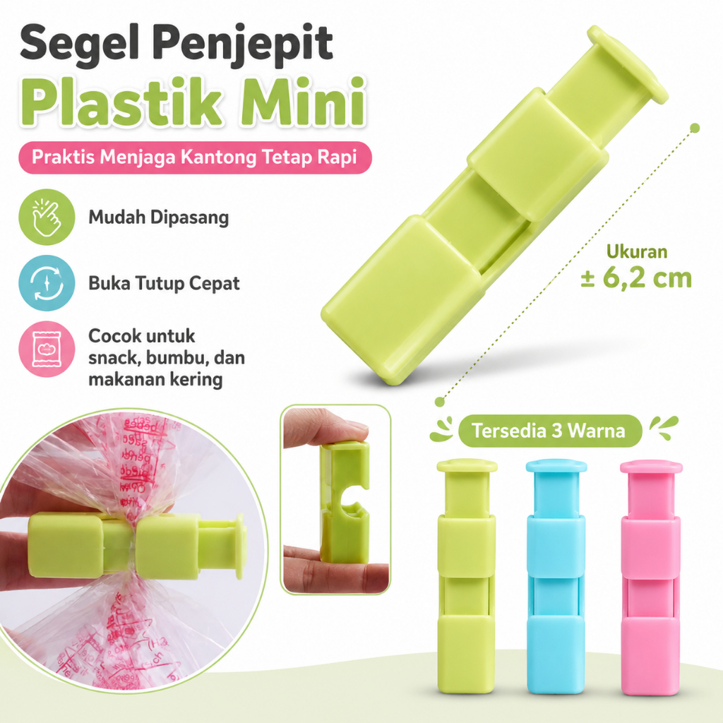 Segel Penjepit Plastik mini Alat Jepit Kantong Makanan Klip Seal Snack - Foto 1