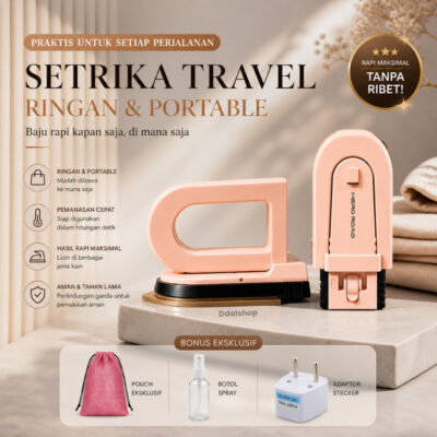 Setrika Mini Traveling Strika Lipat  Gosokan Baju Strikaan Listrik Iron Portabel - Foto 1