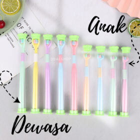 Sikat Gigi Anak Dewasa 2 In 1 Toothbrush Dental Care Pembersih Gigi Travel Portable Silikon Lembut - Foto 6