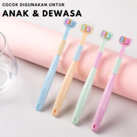 Sikat Gigi Anak Dewasa 2 In 1 Toothbrush Dental Care Pembersih Gigi Travel Portable Silikon Lembut - Foto 7