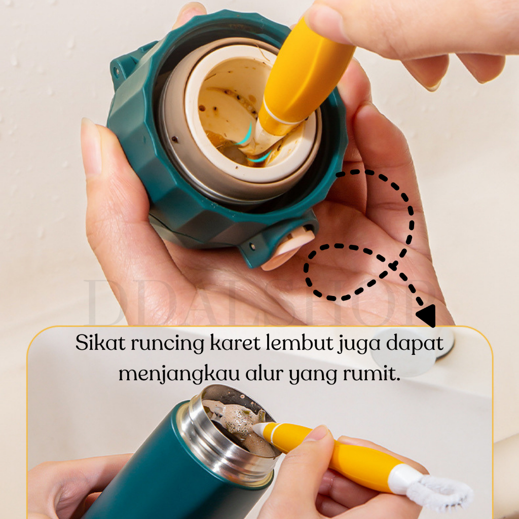 Sikat Pembersih Wastafel Sudut Dapur Wajan Kompor Gelas Botol Susu Brush Multifungsi Bahan Silikon - Foto 6