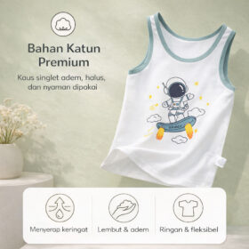 Singlet Kaos Dalam Anak Laki Laki Import Bahan Katun Combed Good Quality 2-9 tahun - Foto 2