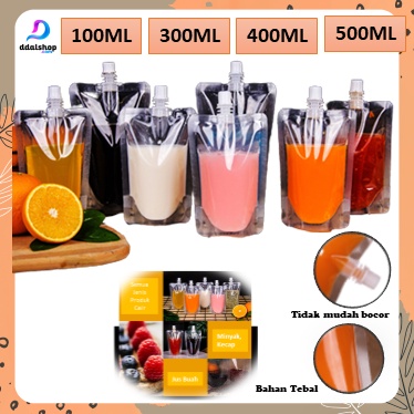 Standing Pouch plastik kemasan pouch minuman minyak cairan 100ml 300ml 400ml 500ml Transparant 50pcs - Foto 1