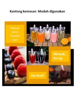 Standing Pouch plastik kemasan pouch minuman minyak cairan 100ml 300ml 400ml 500ml Transparant 50pcs - Foto 2