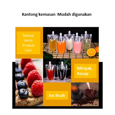 Standing Pouch plastik kemasan pouch minuman minyak cairan 100ml 300ml 400ml 500ml Transparant 50pcs - Foto 2