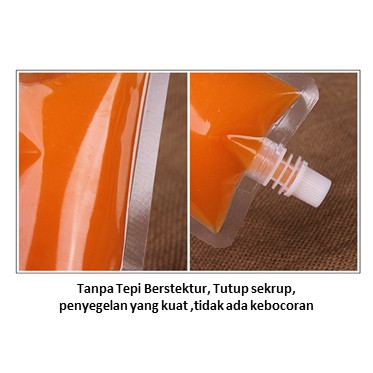 Standing Pouch plastik kemasan pouch minuman minyak cairan 100ml 300ml 400ml 500ml Transparant 50pcs - Foto 4