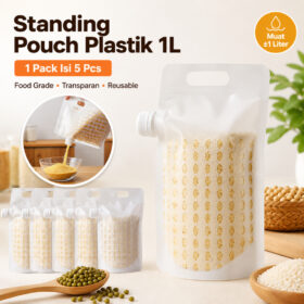 Standing Pouch Tas Plastik Tempat Penyimpanan Beras Kemasan Makanan Transparan Foodgrade Portable - Foto 1