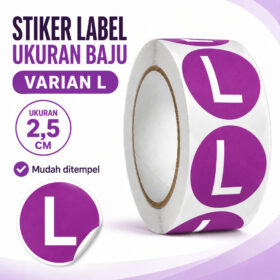 Stiker Label Huruf Sticker Tempel Bulat Size Ukuran Baju Pakaian Celana Kaos 2,5cm - Foto 3