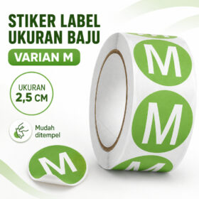 Stiker Label Huruf Sticker Tempel Bulat Size Ukuran Baju Pakaian Celana Kaos 2,5cm - Foto 6