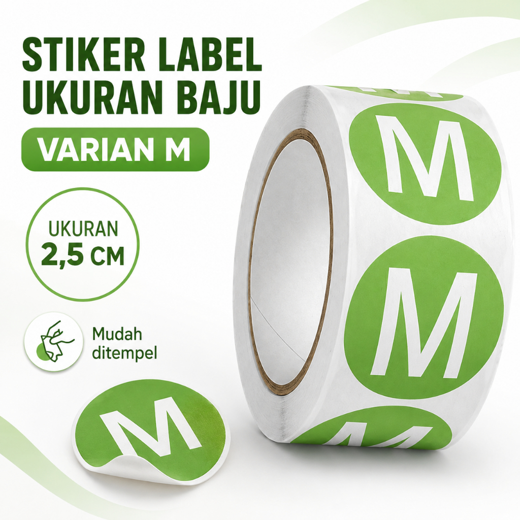 Stiker Label Huruf Sticker Tempel Bulat Size Ukuran Baju Pakaian Celana Kaos 2,5cm - Foto 6