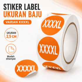 Stiker Label Huruf Sticker Tempel Bulat Size Ukuran Baju Pakaian Celana Kaos 2,5cm - Foto 7