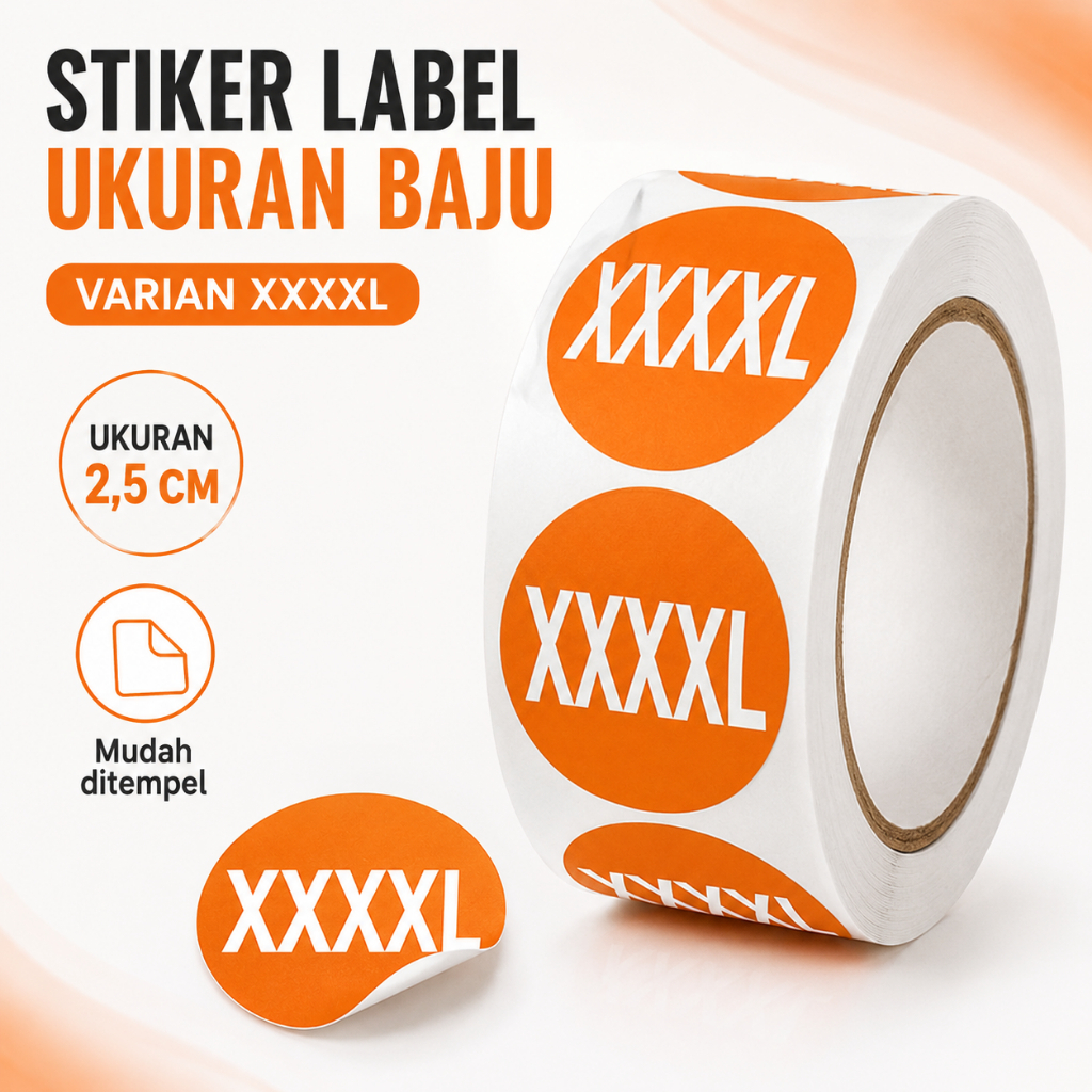 Stiker Label Huruf Sticker Tempel Bulat Size Ukuran Baju Pakaian Celana Kaos 2,5cm - Foto 7
