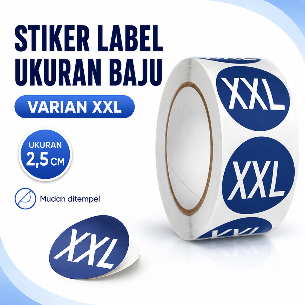 Stiker Label Huruf Sticker Tempel Bulat Size Ukuran Baju Pakaian Celana Kaos 2,5cm - Foto 8