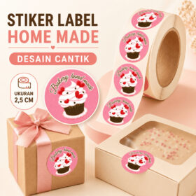 Stiker Label Makanan Home Made Sticker Bulat Kecil Tempel ukuran 2,5cm - Foto 2