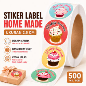 Stiker Label Makanan Home Made Sticker Bulat Kecil Tempel ukuran 2,5cm - Foto 4