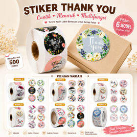 Stiker Label sticker Thank You Ucapan Terima kasih segel box makanan Ukuran 2,5cm - Foto 1