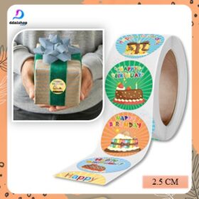 Stiker Label Ulang Tahun Anak Sticker Bulat Happy birthday Tempel 2,5cm - Foto 4