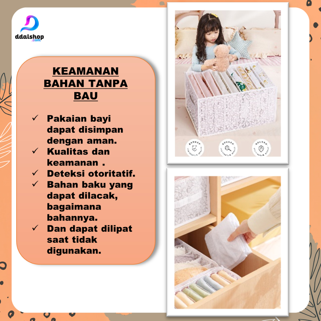 Storage Box Underwear Organizer Kotak Penyimpanan Pakaian Dalam Kaos Kaki Waterproof - Foto 9