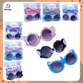 sunglasses anak bandana dan kacamata set anak perempuan 2in1 bando bayi kacamata hitam anak - Foto 1