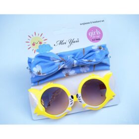 sunglasses anak bandana dan kacamata set anak perempuan 2in1 bando bayi kacamata hitam anak - Foto 8
