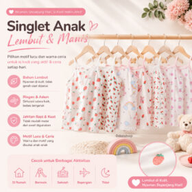 Tanktop Singlet anak perempuan Tengtop Motif Lucu bahan katun usia 2-14tahun - Foto 1