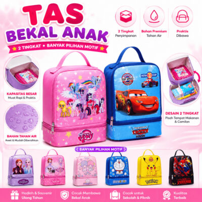 Tas Bekal Makanan Lunch Bag Karakter Hadiah dan Bingkisan Souvenir Ulang Tahun Anak-anak - Foto 1