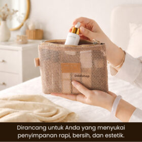 Tas Kosmetik Jaring Mesh Transparan Premium | Makeup Skincare Perlengkapan Mandi Bag Travel PVC Anti Lembap - Foto 3