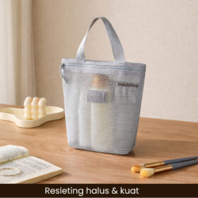 Tas Kosmetik Jaring Mesh Transparan Premium | Makeup Skincare Perlengkapan Mandi Bag Travel PVC Anti Lembap - Foto 8