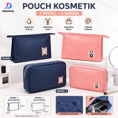 Tas Pouch Kosmetik Travel Bag Dompet Make Up Wanita Import Serbaguna Bahan PU Lembut - Foto 1