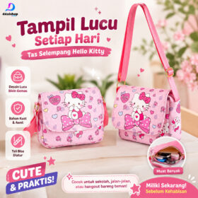 Tas Slempang Anak Perempuan Bag Selempang Resleting Jinjing Karakte Kuromi Cinnamoroll Hello Kitty Melody Bahan PU - Foto 3