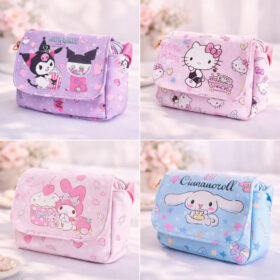 Tas Slempang Anak Perempuan Bag Selempang Resleting Jinjing Karakte Kuromi Cinnamoroll Hello Kitty Melody Bahan PU - Foto 4