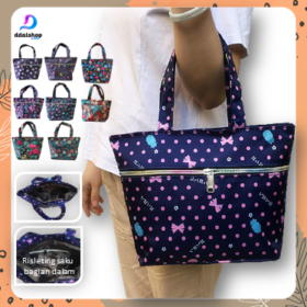 Tas Tangan Wanita Totebag Resleting Tas Belanja Tote Bag Top Handle Bahan Oxford - Foto 1