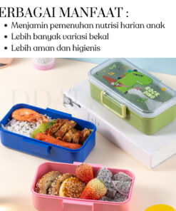 Tempat Kotak Makan Lunch Box Anak Lucu Anti Tumpah Tahan Panas Perlengkapan Sekolah Karakter - Foto 2