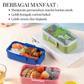 Tempat Kotak Makan Lunch Box Anak Lucu Anti Tumpah Tahan Panas Perlengkapan Sekolah Karakter - Foto 2