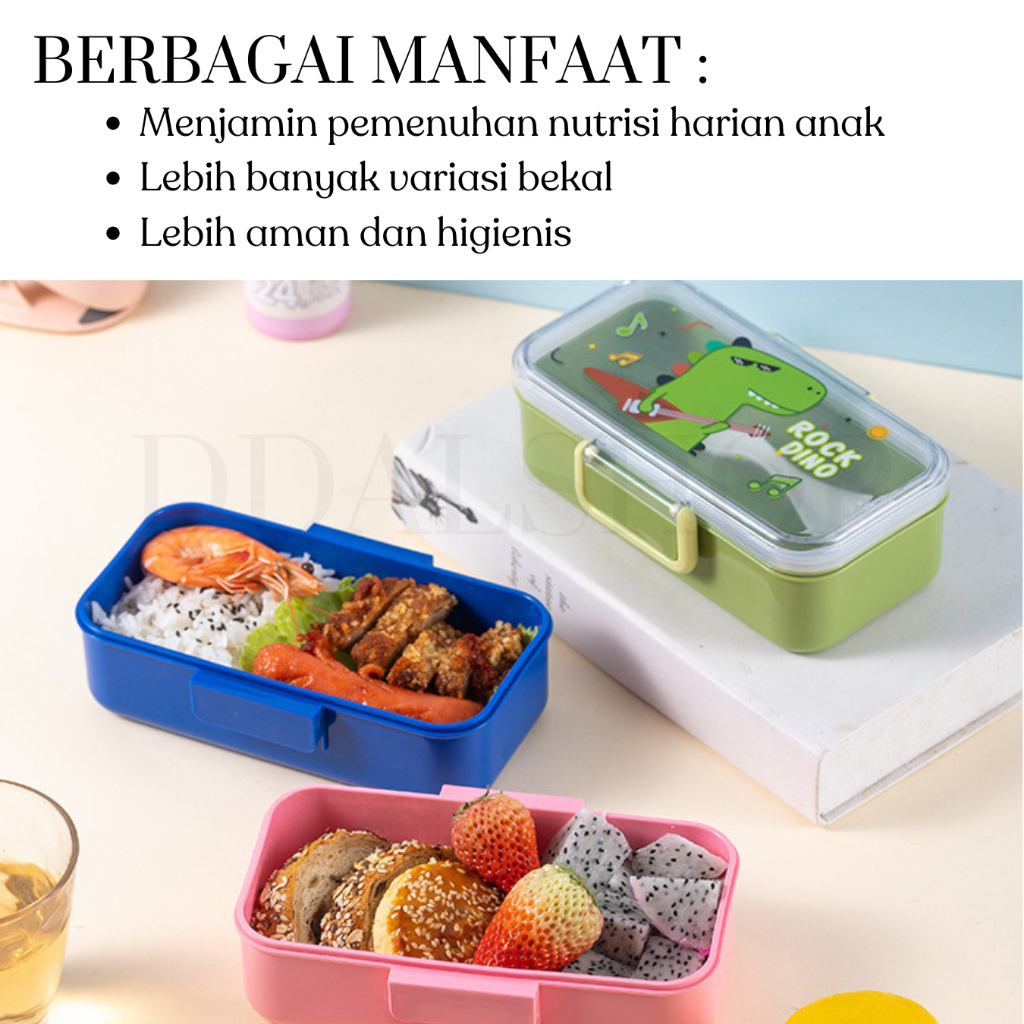 Tempat Kotak Makan Lunch Box Anak Lucu Anti Tumpah Tahan Panas Perlengkapan Sekolah Karakter - Foto 2