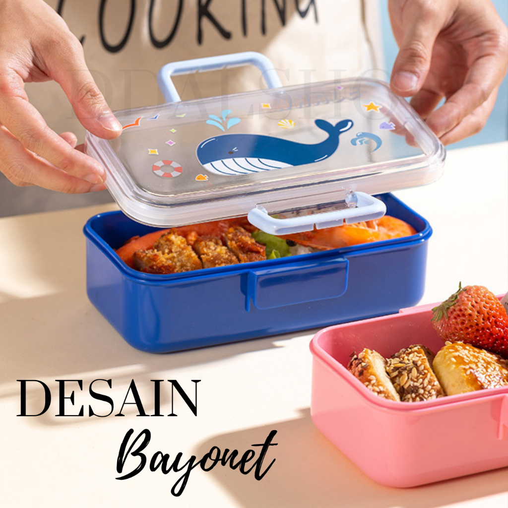 Tempat Kotak Makan Lunch Box Anak Lucu Anti Tumpah Tahan Panas Perlengkapan Sekolah Karakter - Foto 6