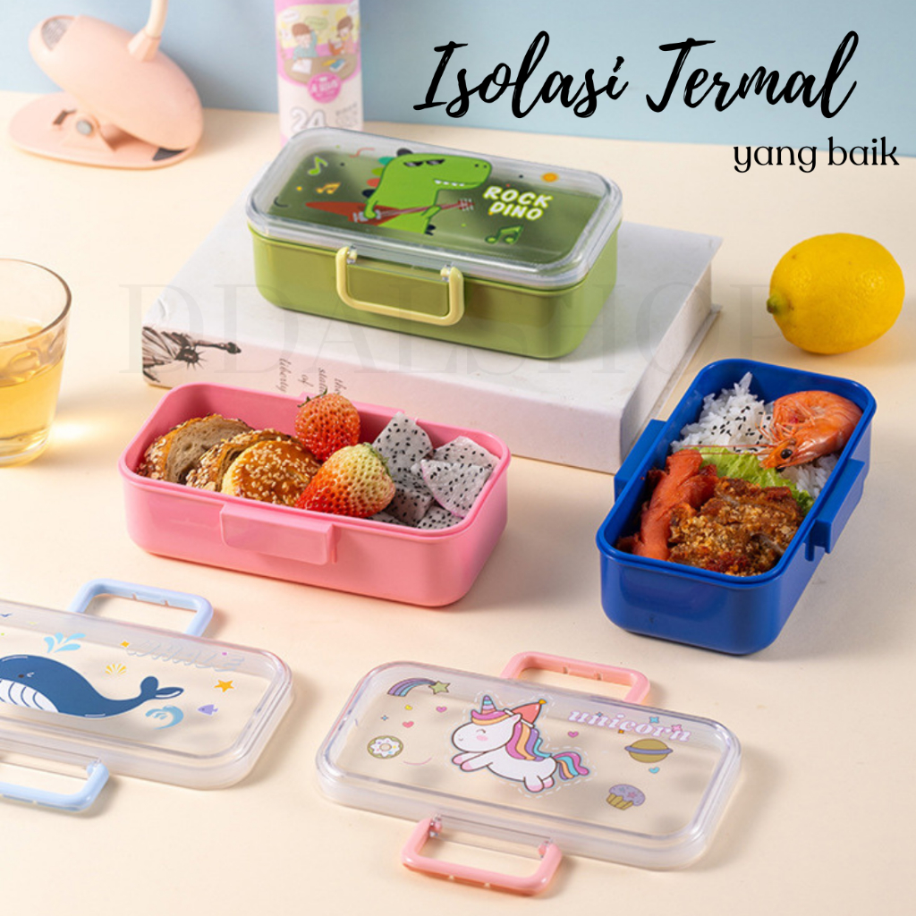 Tempat Kotak Makan Lunch Box Anak Lucu Anti Tumpah Tahan Panas Perlengkapan Sekolah Karakter - Foto 8