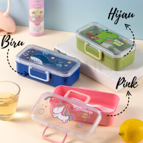 Tempat Kotak Makan Lunch Box Anak Lucu Anti Tumpah Tahan Panas Perlengkapan Sekolah Karakter - Foto 9