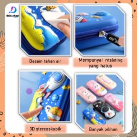 Tempat Kotak Pensil Anak 3D Karakter Cars Astronot Galaxy Aesthetic Bahan EVA Timbul Anti Air - Foto 3