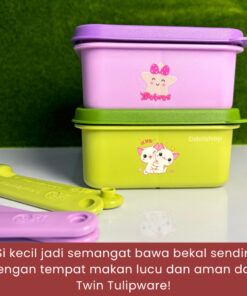 Tempat Makan Anak Multi Meal Set TwinTulipware Lunch Box 3sekat Tas Bekal Anak Lucu bisa Microwave - Foto 2