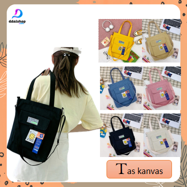 Totebag Kanvas Polos Premium Jinjing Selempang Tote Bag Resleting Multifungsi - Foto 1