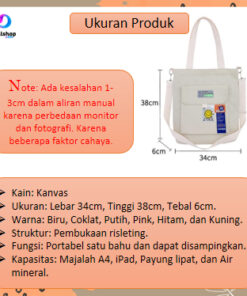 Totebag Kanvas Polos Premium Jinjing Selempang Tote Bag Resleting Multifungsi - Foto 2