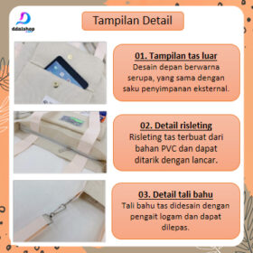 Totebag Kanvas Polos Premium Jinjing Selempang Tote Bag Resleting Multifungsi - Foto 4