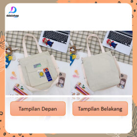 Totebag Kanvas Polos Premium Jinjing Selempang Tote Bag Resleting Multifungsi - Foto 5