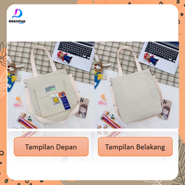Totebag Kanvas Polos Premium Jinjing Selempang Tote Bag Resleting Multifungsi - Foto 5