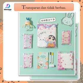 Travel Pouch Ziper Bag Transparan Tas Penyimpanan Serbaguna untuk make up baju skincare Bahan PE EVA - Foto 4