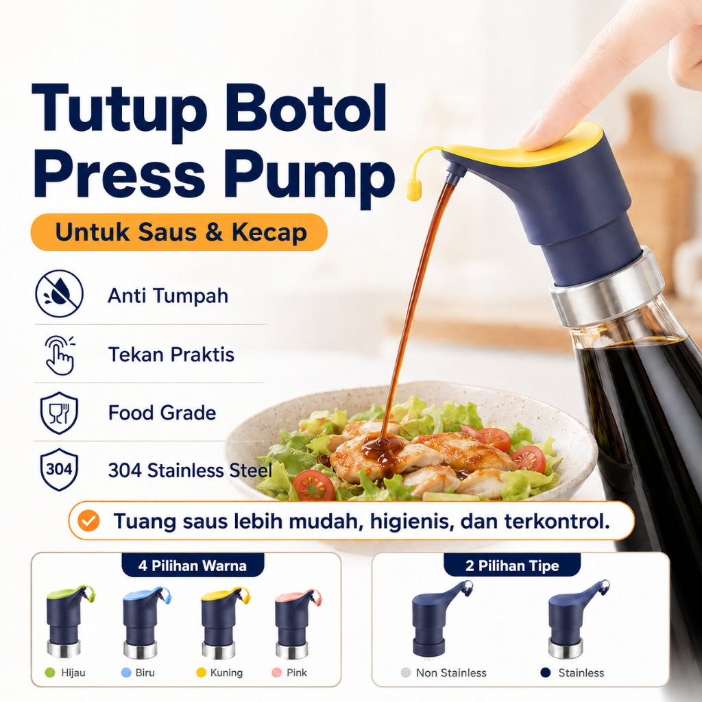 Tutup Botol Press Pump Bottle Saus Kecap Sirup Minyak Pencetan Botol - Foto 1