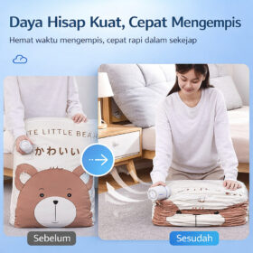 Vakum Baju Vacum Bag Pakaian Traveling Elektrik Tas Penyimpanan Listrik 220V 55W - Foto 3