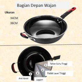Wajan Enamel Anti Lengket Fry pan gagang penggorengan ukuran besar 34/36cm bahan Enamel. - Foto 2