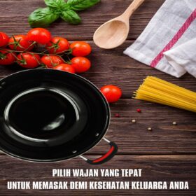 Wajan Enamel Anti Lengket Fry pan gagang penggorengan ukuran besar 34/36cm bahan Enamel. - Foto 5